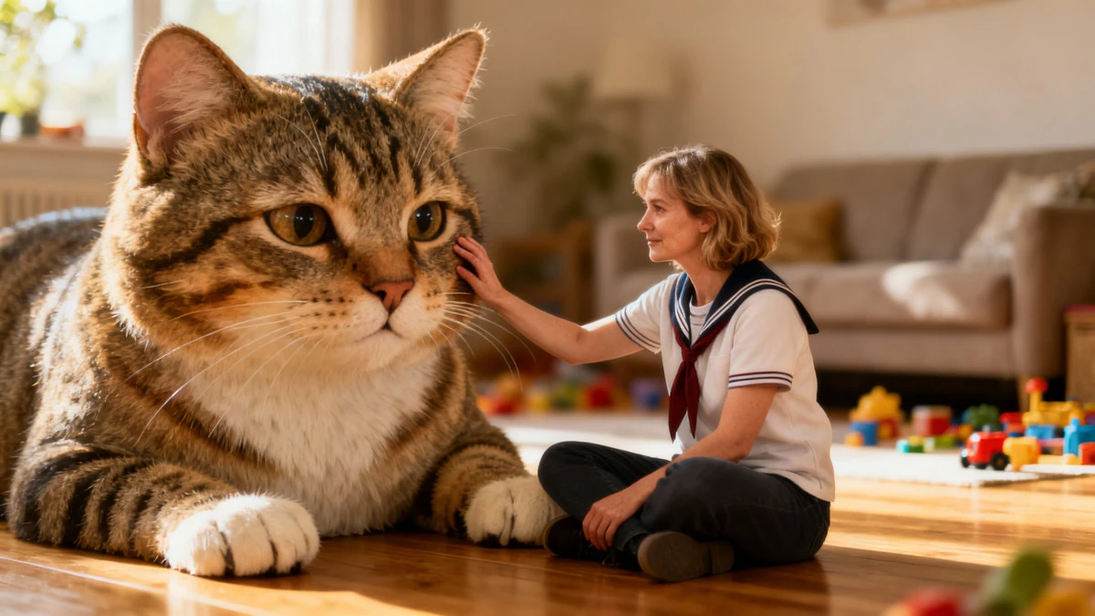 Dieser Kater ist so groß wie ein Schulkind – das Internet staunt